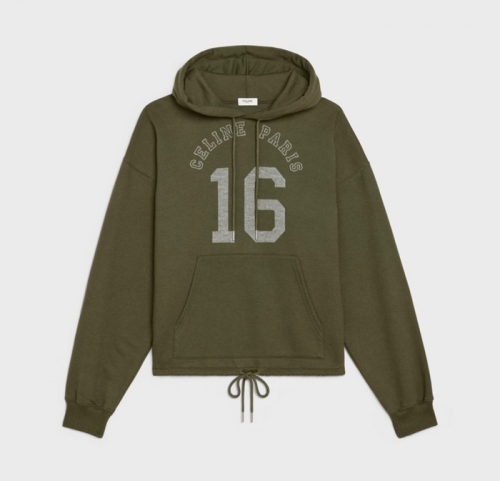 セリーヌユニセックスコットンフーディl0149カーキ