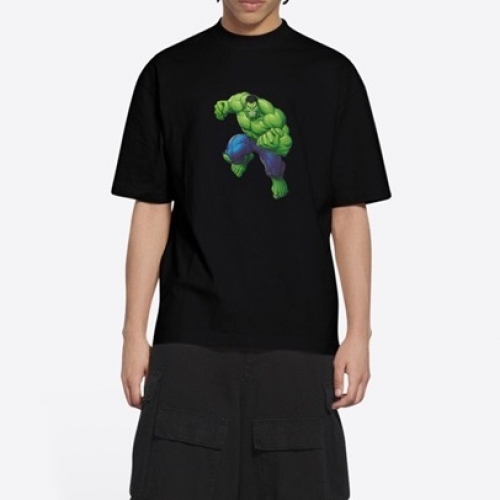 バレンシアガユニセックスコットン半袖Tシャツl01174ブラック