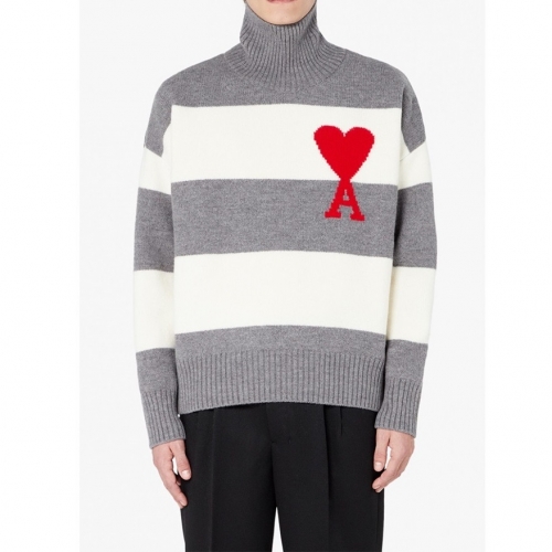 -アミユニセックスカジュアルタートルネックセーター0188グレー