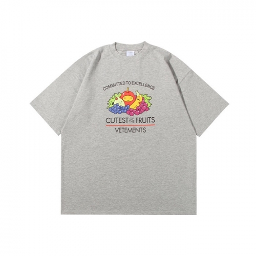 ヴェトモンユニセックスプリントオーバーサイズ半袖Tシャツt0173グレー