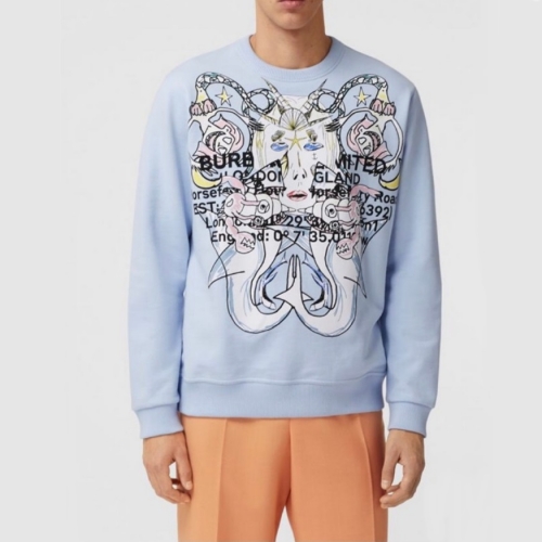 バーバリーユニセックスカジュアルコットンスウェットシャツr04099(-2)ブルー