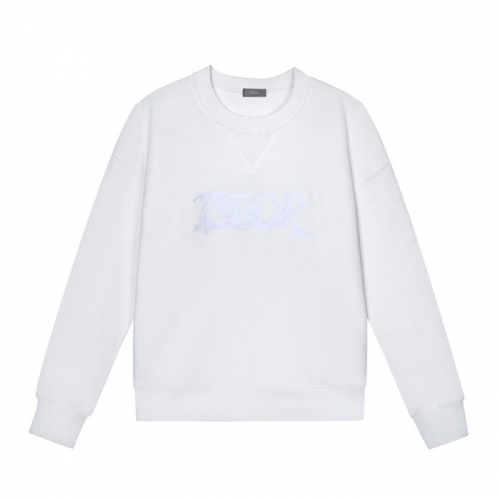 ディオールユニセックスカジュアルコットン長袖Tシャツo01423ホワイト