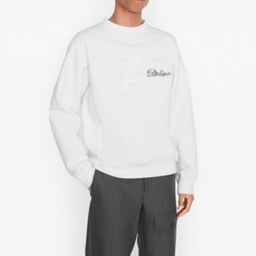 ディオールユニセックスカジュアルコットン長袖Tシャツo01424ホワイト