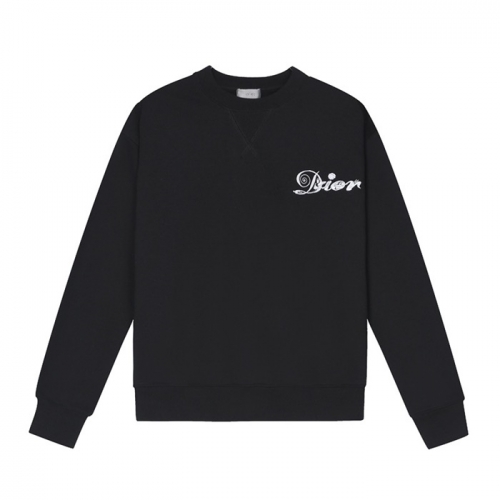 ディオールユニセックスカジュアルコットン長袖Tシャツo01425ブラック