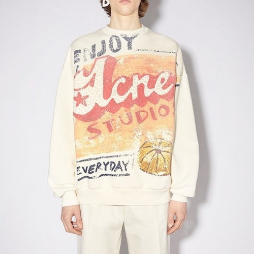アクネストゥディオズユニセックスコットンスウェットシャツn0093アイボリー