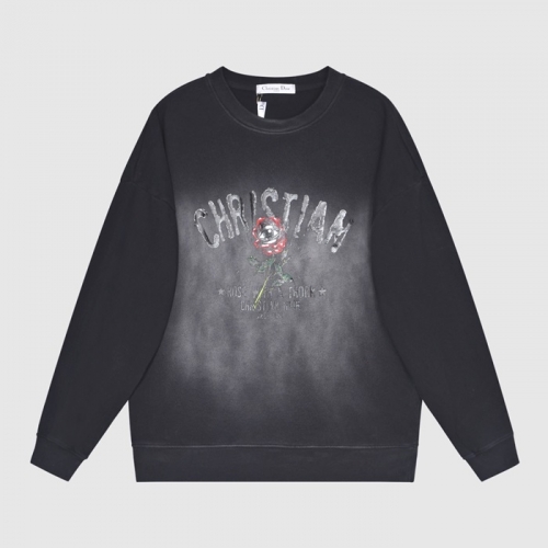 ディオールユニセックスカジュアルコットン長袖Tシャツo01436ブラック