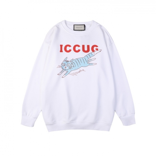 -グッチユニセックスコットンクルーネック長袖Tシャツc04062ホワイト