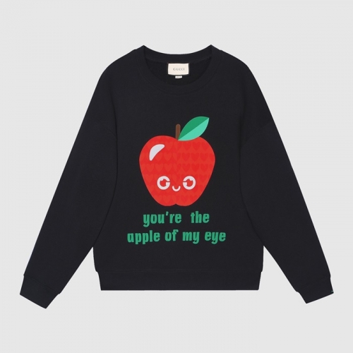 -グッチユニセックスコットンクルーネック長袖Tシャツc04072ブラック