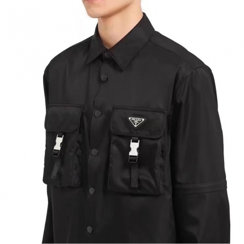 プラダユニセックスベーシックコットンシャツa02398ブラック