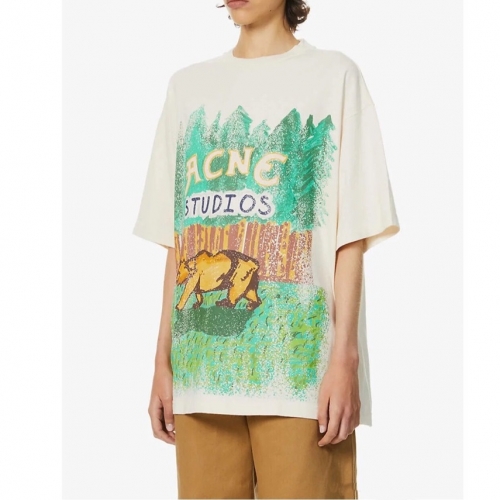 アクネストゥディオズユニセックスコットン半袖Tシャツn0127アイボリー