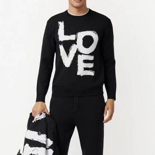 -バーバリーメンズクルーネックコットンニットr04115ブラック