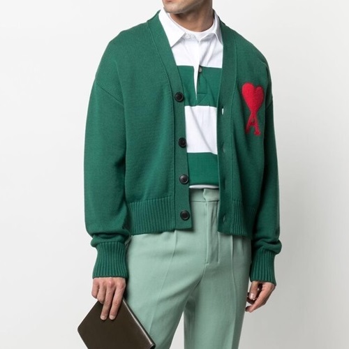 アミメンズカジュアルカーディガン0192グリーン