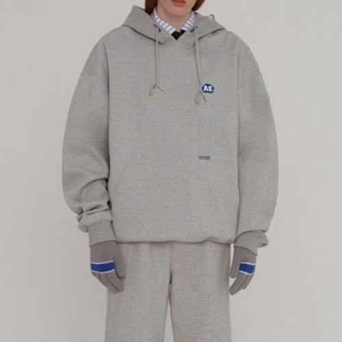 メンズミニマルコットンフーディe0043グレー