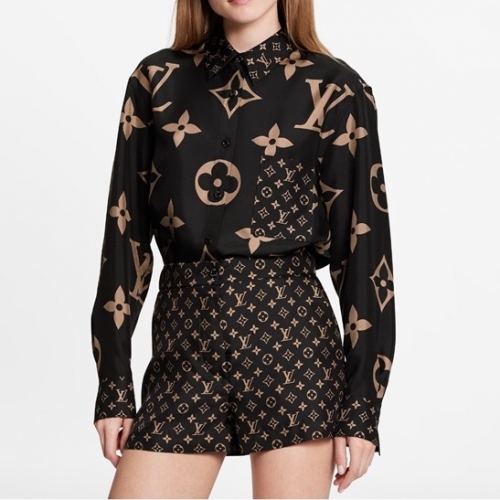 ルイヴィトンレディーストレンディシャツu03587ブラック