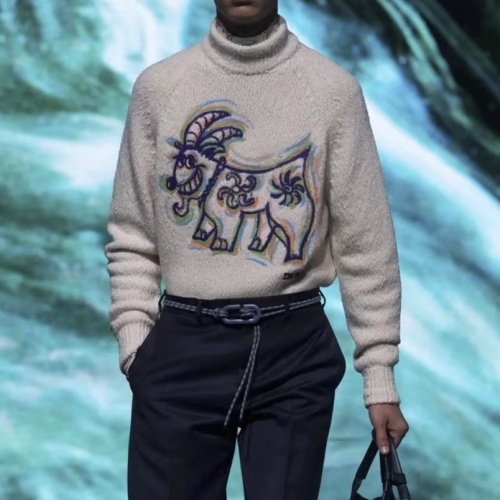 -ディオールユニセックスレトロクルーネックセーターo01448アイボリー