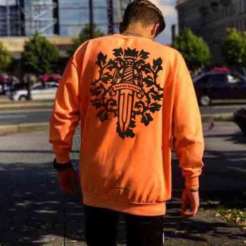 クロムハーツユニセックス長袖Tシャツシャツr0413オレンジ