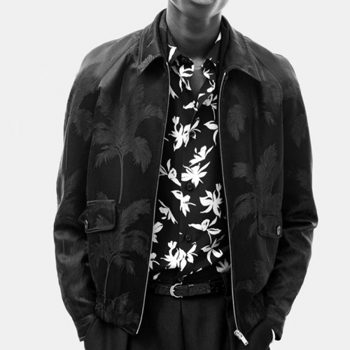 サンローランメンズフラワー半袖Tシャツl121