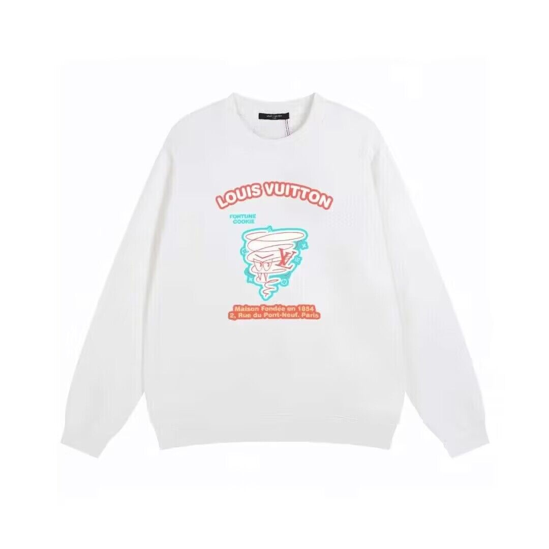 ルイヴィトンユニセックスカジュアルコットンスウェットシャツu03600ホワイト