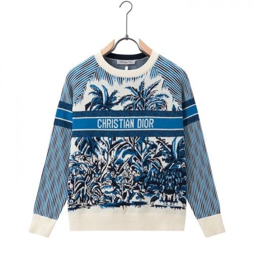 -ディオールユニセックスレトロクルーネックセーターo01454ネイビー