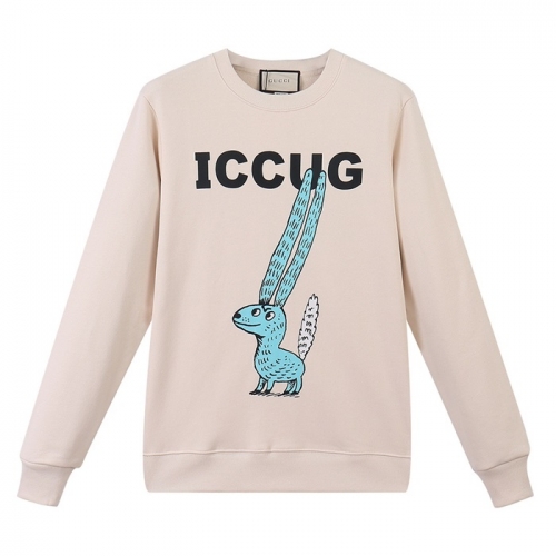 -グッチユニセックスコットンクルーネック長袖Tシャツc04097ベージュ