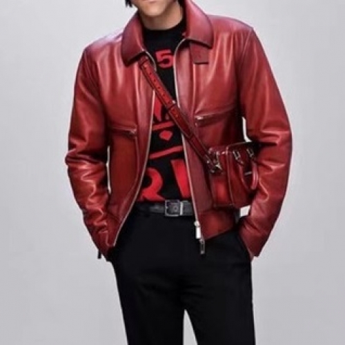 ベルルッティメンズカジュアルレザージャケットr0046レッド