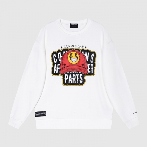 バッドマンデーユニセックスコットンスウェットシャツd0038ホワイト