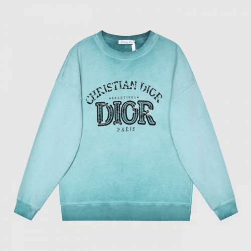 ディオールユニセックスカジュアルコットン長袖Tシャツo01463ブルー