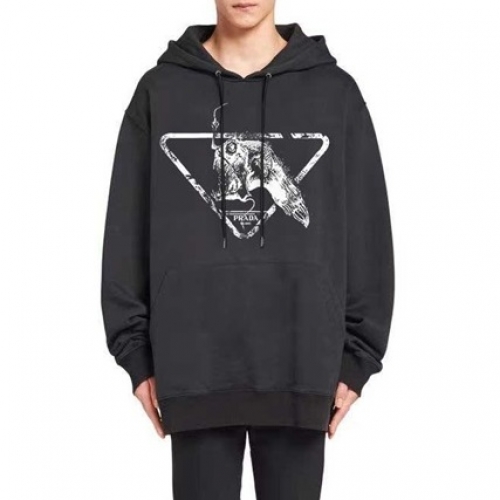 プラダメンズカジュアルコットンフーディa02413ブラック