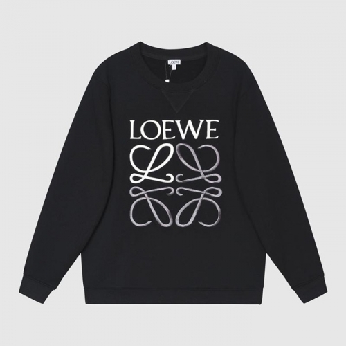 -ロエベメンズクルーネック長袖Tシャツe0498ブラック