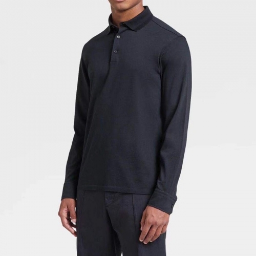 エルメネジルドゼニアメンズカジュアルコットン長袖Tシャツg0311ブラック