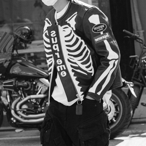 シュプリームレザージャケットp0128ブラック