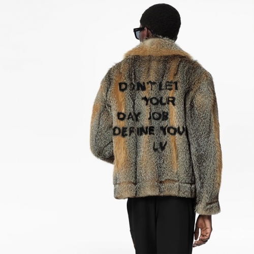 ルイヴィトンユニセックスシグネチャーミンクコートu03630グレー