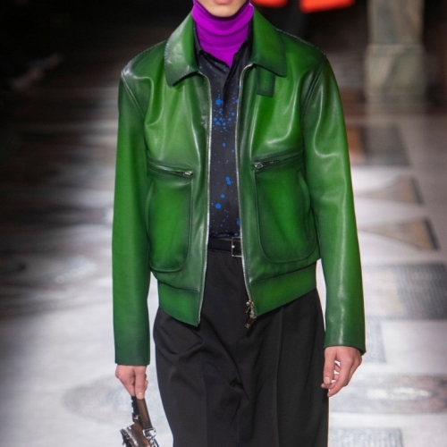 ベルルッティメンズカジュアルレザージャケットr0047グリーン