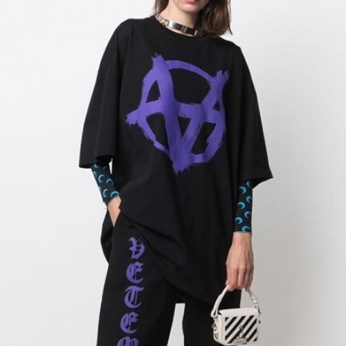 ヴェトモンユニセックスプリントオーバーサイズ半袖Tシャツt0196ブラック