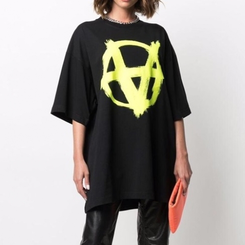 ヴェトモンユニセックスプリントオーバーサイズ半袖Tシャツt0197ブラック