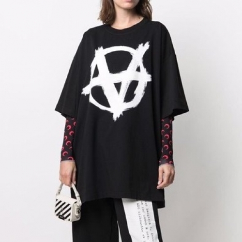 ヴェトモンユニセックスプリントオーバーサイズ半袖Tシャツt0198ブラック