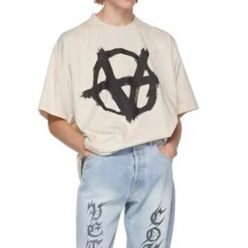 ヴェトモンユニセックスプリントオーバーサイズ半袖Tシャツt0199ベージュ