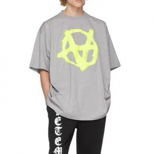 ヴェトモンユニセックスプリントオーバーサイズ半袖Tシャツt0200グレー