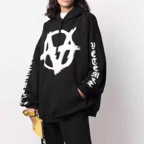 ヴェトモンユニセックスオーバーサイズコットンフーディt0201ブラック