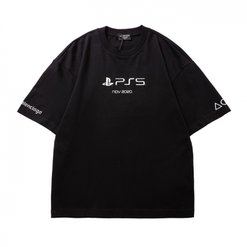 バレンシアガユニセックスコットン半袖Tシャツl01211ブラック