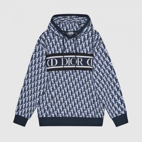 ディオールユニセックスカジュアルコットンフーディo01494ブルー