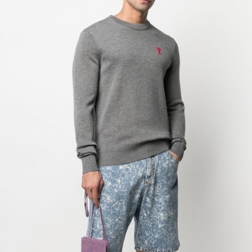 -アミユニセックスカジュアルタートルネックセーター0210グレー