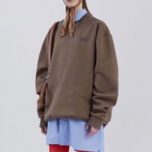 メンズミニマル長袖Tシャツe0060(A1A3)ブラウン