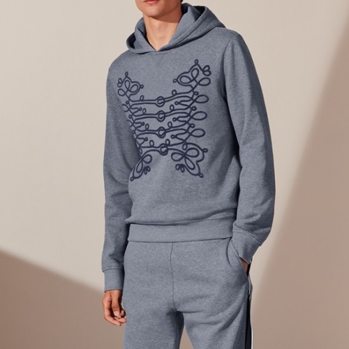 エルメスメンズカジュアルコットンフーディr0698グレー