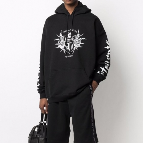 ヴェトモンユニセックスオーバーサイズコットンフーディt0208ブラック