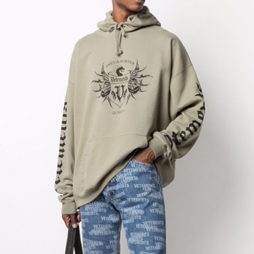 ヴェトモンユニセックスオーバーサイズコットンフーディt0209グレー