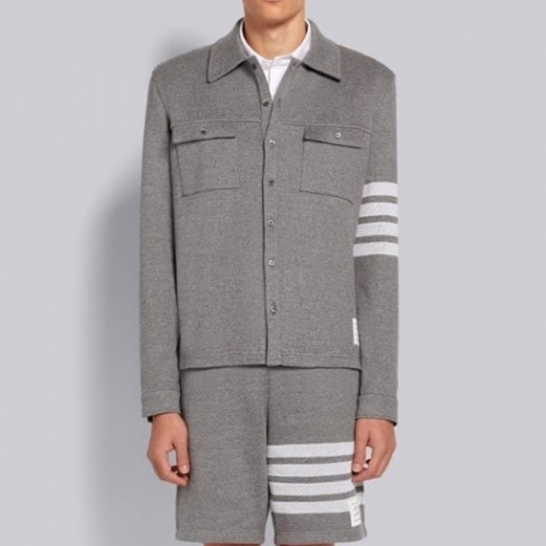 -トムブラウンメンズストラップクルーネック長袖Tシャツm01452グレー