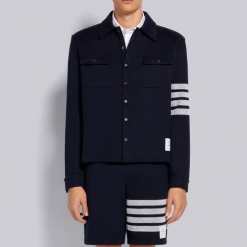 -トムブラウンメンズストラップクルーネック長袖Tシャツm01453ネイビー