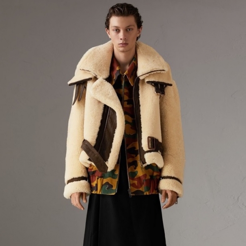 バーバリーメンズカジュアルレザージャケットr04164アイボリー