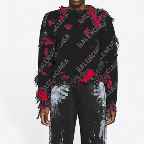 -バレンシアガメンズクルーネックセーターl01219ブラック